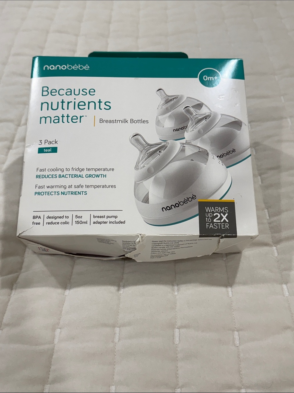 nanobébé Teal Breastmilk Bottles - 3 Pack